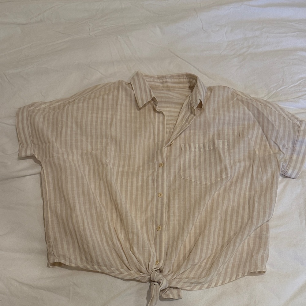 Madewell Beige Striped Shirt